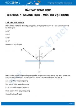 Bài tập tổng hợp chương Quang học - Mức độ vận dụng môn Vật Lý 7
