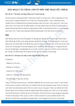 Mẫu đoạn văn Tiếng Anh về môn thể thao yêu thích