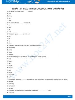 50 bài tập trắc nghiệm Collocations có đáp án