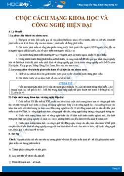 Kiến thức trọng tâm kiến thức Cuộc cách mạng khoa học và công nghệ hiện đại Địa lí 11