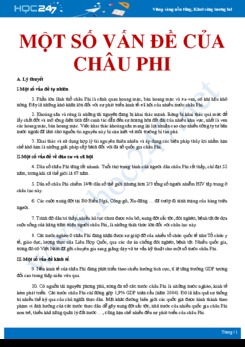 Kiến thức cơ bản và bài tập ôn tập Một số vấn đề của châu Phi Địa lí 11