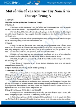 Tổng ôn Một số vấn đề của khu vực Tây Nam Á và Trung Á Địa lí 11