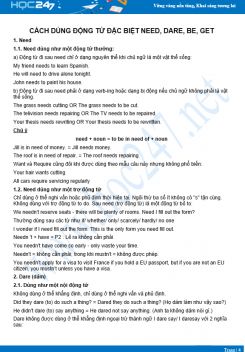 Cách dùng động từ đặc biệt (need, dare, be, get)