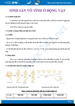 Lý thuyết và bài tập ôn tập Các hình thức sinh sản vô tính ở động vật Sinh học 11