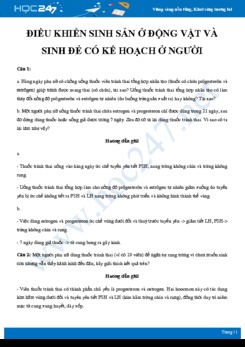 Bài tập tự luận ôn tập Điều khiển sinh sản ở động vật và sinh đẻ có kế hoạch ở người Sinh học 11