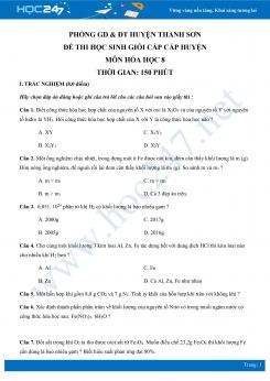 Đề thi học sinh giỏi môn Hóa học 8- Phòng GD & ĐT Thanh Sơn có đáp án