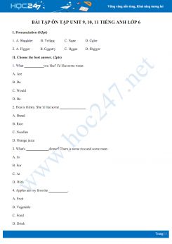 Bài tập ôn tập unit 9, 10, 11 Tiếng Anh lớp 6 số 1