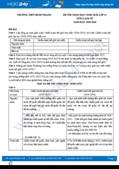 Đề thi chọn HSG môn Lịch sử 11 có đáp án chi tiết năm 2020-2021 Trường THPT Bình Thanh