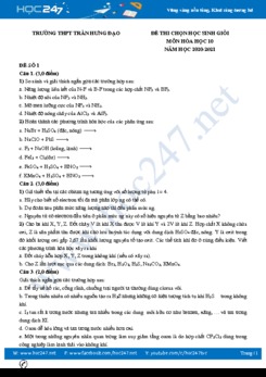 Bộ 3 đề thi chọn HSG môn Hóa học 10 có đáp án năm 2021 Trường THPT Trần Hưng Đạo