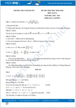Đề thi chọn HSG môn Toán 6 năm 2021 có đáp án Trường THCS Ngô Quyền