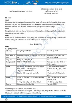 Bộ 3 đề thi chọn HSG môn Lịch sử 10 có đáp án năm 2021 Trường THCS&THPT Tây Sơn