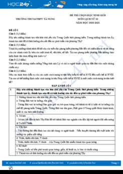 Bộ đề thi chọn HSG môn Lịch sử 10 năm 2021 có đáp án Trường THCS&THPT Tà Nung