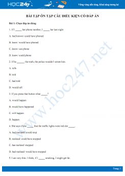 Bài tập ôn tập câu điều kiện có đáp án