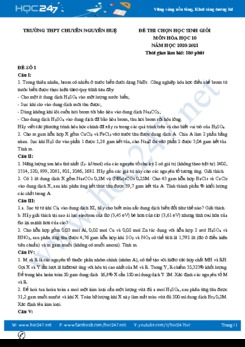 Bộ đề thi chọn HSG môn Hóa học 10 năm 2021 có đáp án Trường THPT Chuyên Nguyễn Huệ