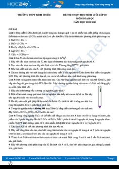 Đề thi chọn HSG môn Hóa học 10 năm 2021 có đáp án Trường THPT Bình Chiểu