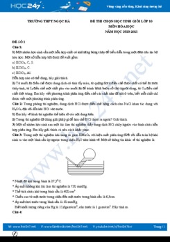 Bộ đề thi chọn HSG môn Hóa học 10 năm 2021 có đáp án Trường THPT Ngọc Hà