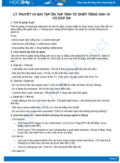 Lý thuyết và bài tập ôn tập Tính từ ghép Tiếng Anh 10 có đáp án