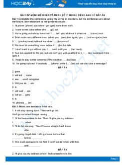 Bài tập mệnh đề when và mệnh đề if trong Tiếng Anh có đáp án