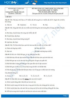 Bộ 5 đề thi thử THPT QG năm 2021 môn Sinh học - Trường THPT Nguyễn Văn Linh có đáp án