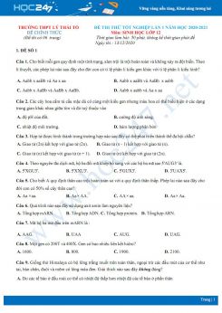Bộ 5 đề thi thử tốt nghiệp THPT QG năm 2021 môn Sinh học - Trường THPT Lý Thái Tổ lần 1 có đáp án