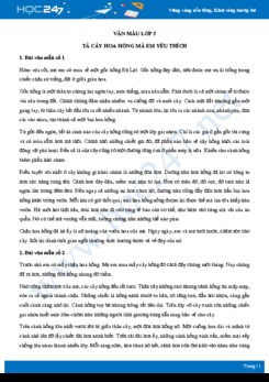 Tả cây hoa hồng mà em yêu thích - Văn mẫu lớp 5