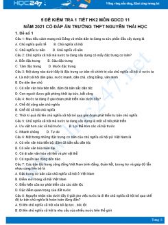 Bộ 5 đề kiểm tra 1 tiết HK2 môn GDCD lớp 11 năm 2021 Trường THPT Nguyễn Thái Học