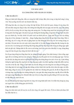 Tả cảnh công viên mà em ấn tượng - Văn mẫu lớp 5