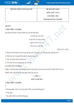 Bộ 5 đề thi giữa HK2 môn Ngữ văn 6 năm 2021 Trường THCS Tăng Bạt Hổ