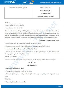 Bộ 5 đề thi giữa HK2 môn Ngữ văn 6 năm 2021 Trường THCS Ngô Quyền