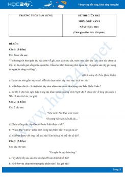 Bộ 5 đề thi giữa HK2 môn Ngữ văn 8 năm 2021 Trường THCS Tam Hưng
