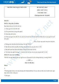 Bộ 5 đề thi giữa HK2 môn Ngữ văn 8 năm 2021 Trường THCS Đặng Trần Côn