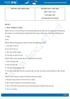 Bộ 5 đề kiểm tra 1 tiết HK2 môn Ngữ văn 7 năm 2021 Trường THCS Đồng Đen