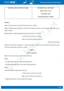Bộ 5 đề kiểm tra 1 tiết HK2 môn Ngữ văn 8 năm 2021 Trường THCS Dương Bá Trạc