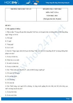 Bộ 5 đề kiểm tra 1 tiết HK2 môn Ngữ văn 6 năm 2021 Trường THCS Chu Văn An