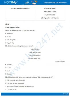 Bộ 5 đề thi giữa HK2 môn Ngữ văn 6 năm 2021 Trường THCS Diên Hồng