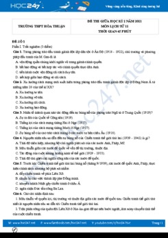 Bộ 5 đề thi giữa HK2 môn Lịch Sử 11 năm 2021 có đáp án Trường THPT Hòa Thuận