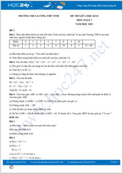 Bộ 5 đề thi giữa HK2 môn Toán 7 năm 2021 Trường THCS Lương Thế Vinh