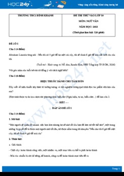 Bộ 5 đề thi thử vào lớp 10 THPT môn Ngữ văn năm 2021 Trường THCS Bình Khánh