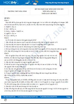 Bộ 5 đề thi chọn HSG môn Hóa học 10 có đáp án năm 2021 Trường THPT Hòa Ninh