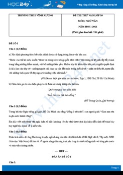 Bộ 5 đề thi thử vào lớp 10 THPT môn Ngữ văn năm 2021 Trường THCS Vĩnh Xương
