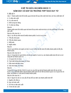 Bộ 5 đề thi giữa HK2 môn GDCD lớp 11 năm 2021 Trường THPT Đào Duy Từ