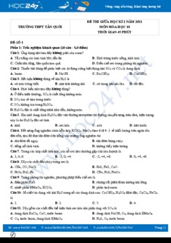Bộ 5 đề thi giữa HK2 môn Hóa học 10 năm 2021 có đáp án Trường THPT Tân Quới