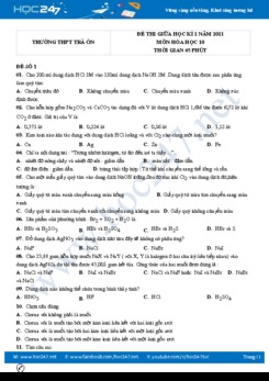 Bộ 5 đề thi giữa HK2 môn Hóa học 10 năm 2021 có đáp án Trường THPT Trà Ôn