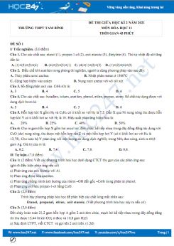 Bộ 5 đề thi giữa HK2 môn Hóa học 11 năm 2021 có đáp án Trường THPT Tam Bình