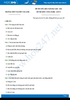 Bộ 5 đề thi giữa HK2 môn Công nghệ 11 năm 2021 -Trường THPT Nguyễn Văn Linh có đáp án