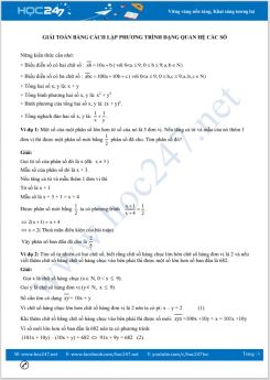 Giải toán bằng cách lập phương trình dạng quan hệ các số