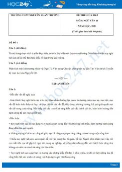 Bộ 5 đề kiểm tra 1 tiết HK2 môn Ngữ văn 10 năm 2021 THPT Nguyễn Xuân Thưởng