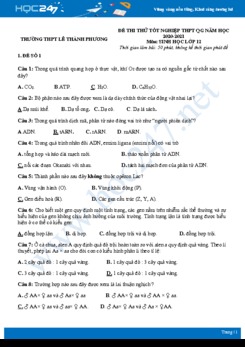 Bộ 5 đề thi thử tốt nghiệp THPT QG năm 2021 môn Sinh học - Trường THPT Lê Thành Phương có đáp án