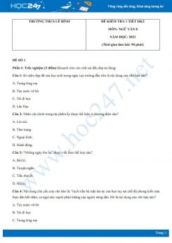 Bộ 5 đề kiểm tra 1 tiết HK2 môn Ngữ văn 8 năm 2021 Trường THCS Lê Bình