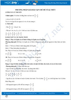 Phương pháp giải bài tập chủ đề Tỉ lệ thức Toán 7